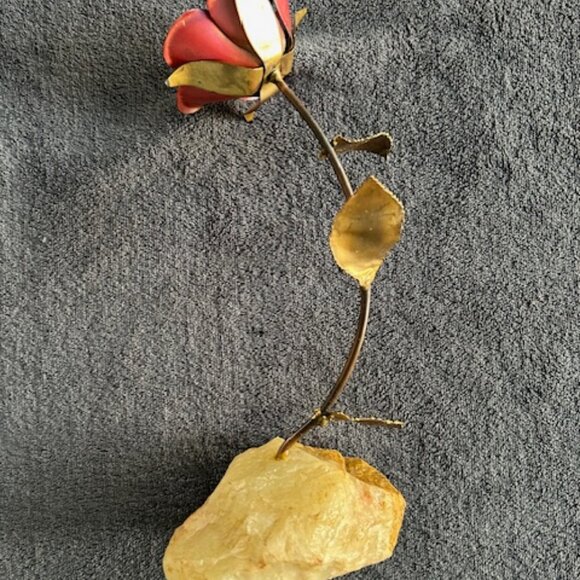 Vintage John DeMott Signed Brass Copper Flower on Base - Picture 7 of 9